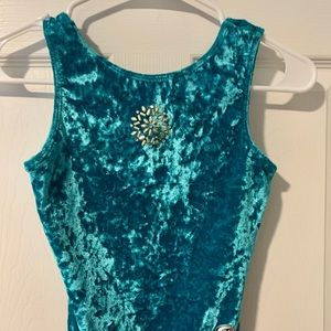 GK Elite - Teal velvet gymnastics leotard